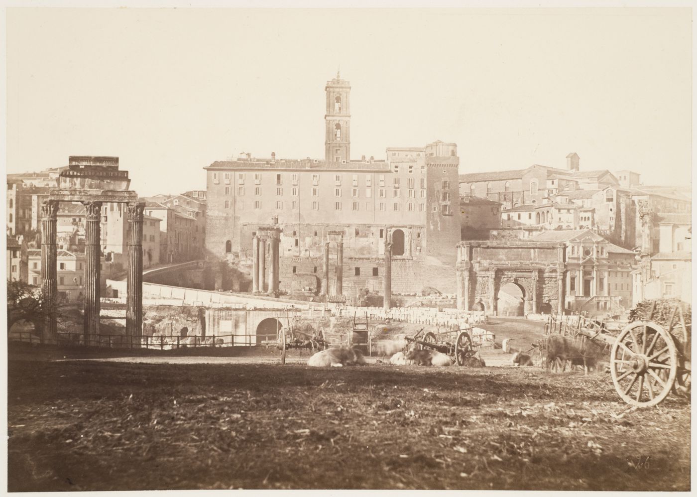 Forum, with Arch of Septimius Severus, Temple of Saturn, and back of Palazzo Senatorio, Rome, Italy