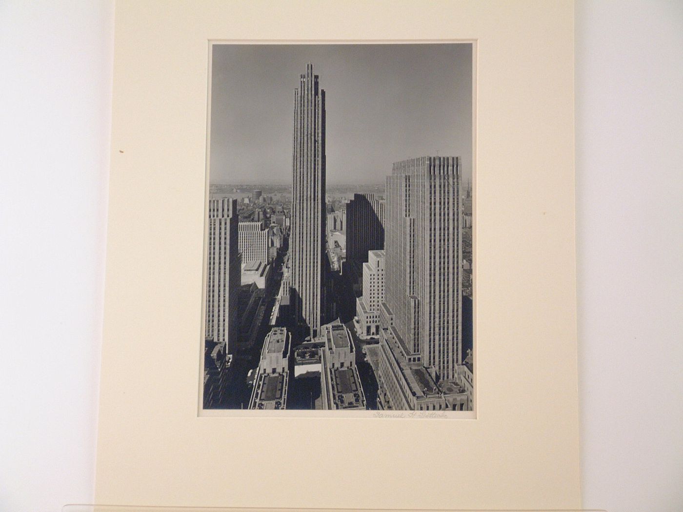 View of Rockefeller Center looking towards water, New York City, New York