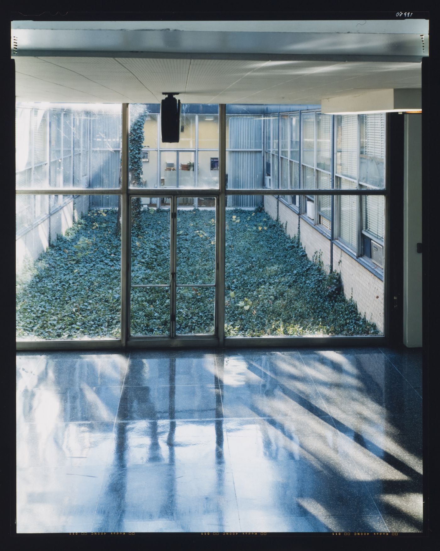 Interior view of Perlstein Hall showing the central courtyard, Illinois Institute of Technology, Chicago, Illinois