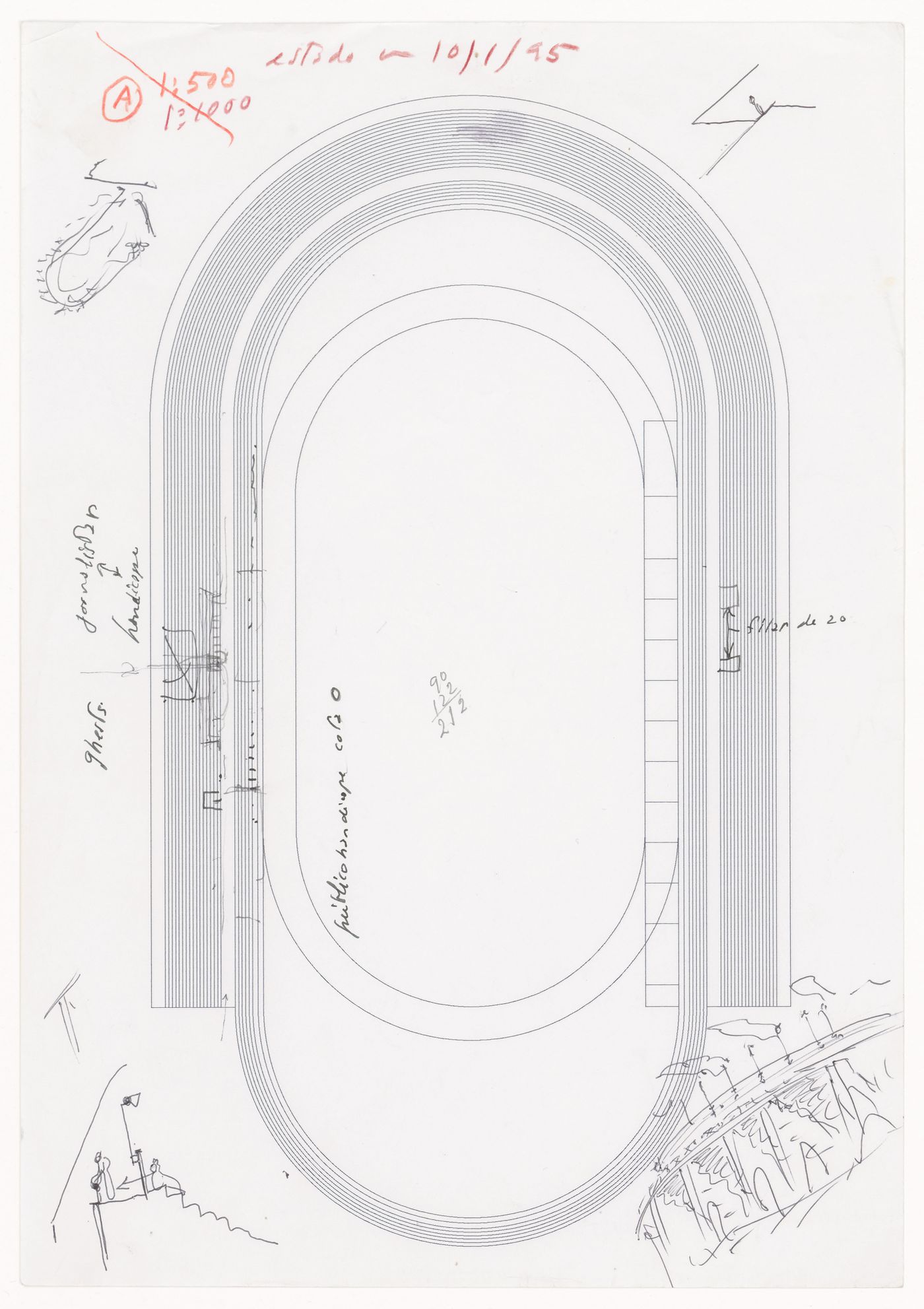 Sketch for Complexo desportivo para as Universiades '97, Palermo