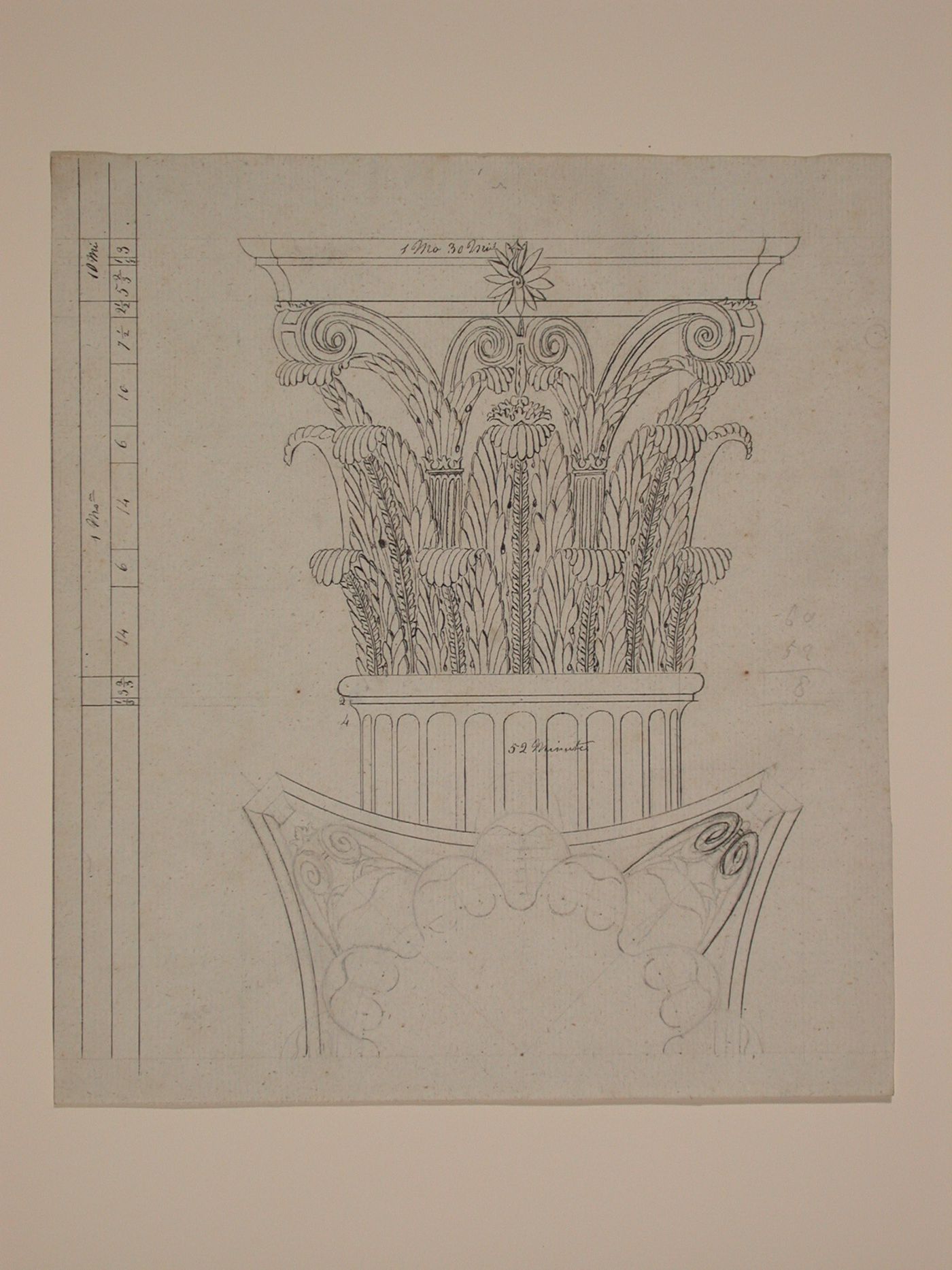 Plan and elevation of a Corinthian capital