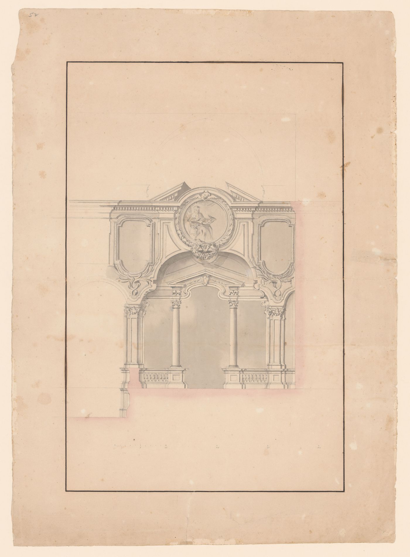 Section for San Marco, Rome, showing the interior decoration of the presbytery wall