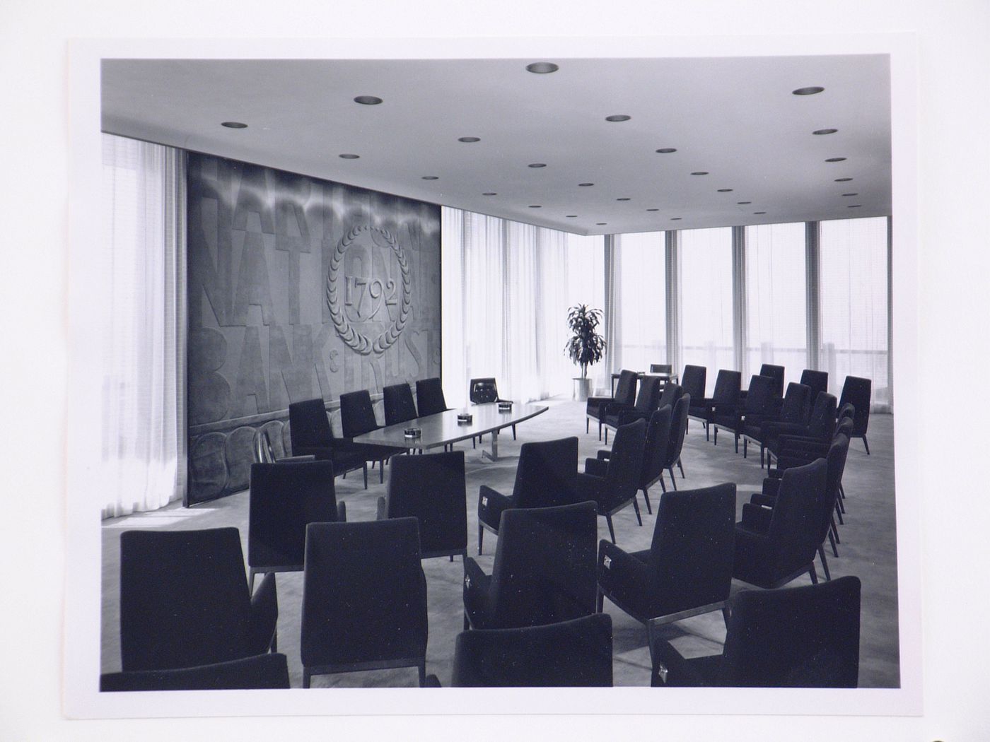 Interior view of a board meeting room, Hartford National Bank and Trust Company building, Hartford, Connecticut, United States