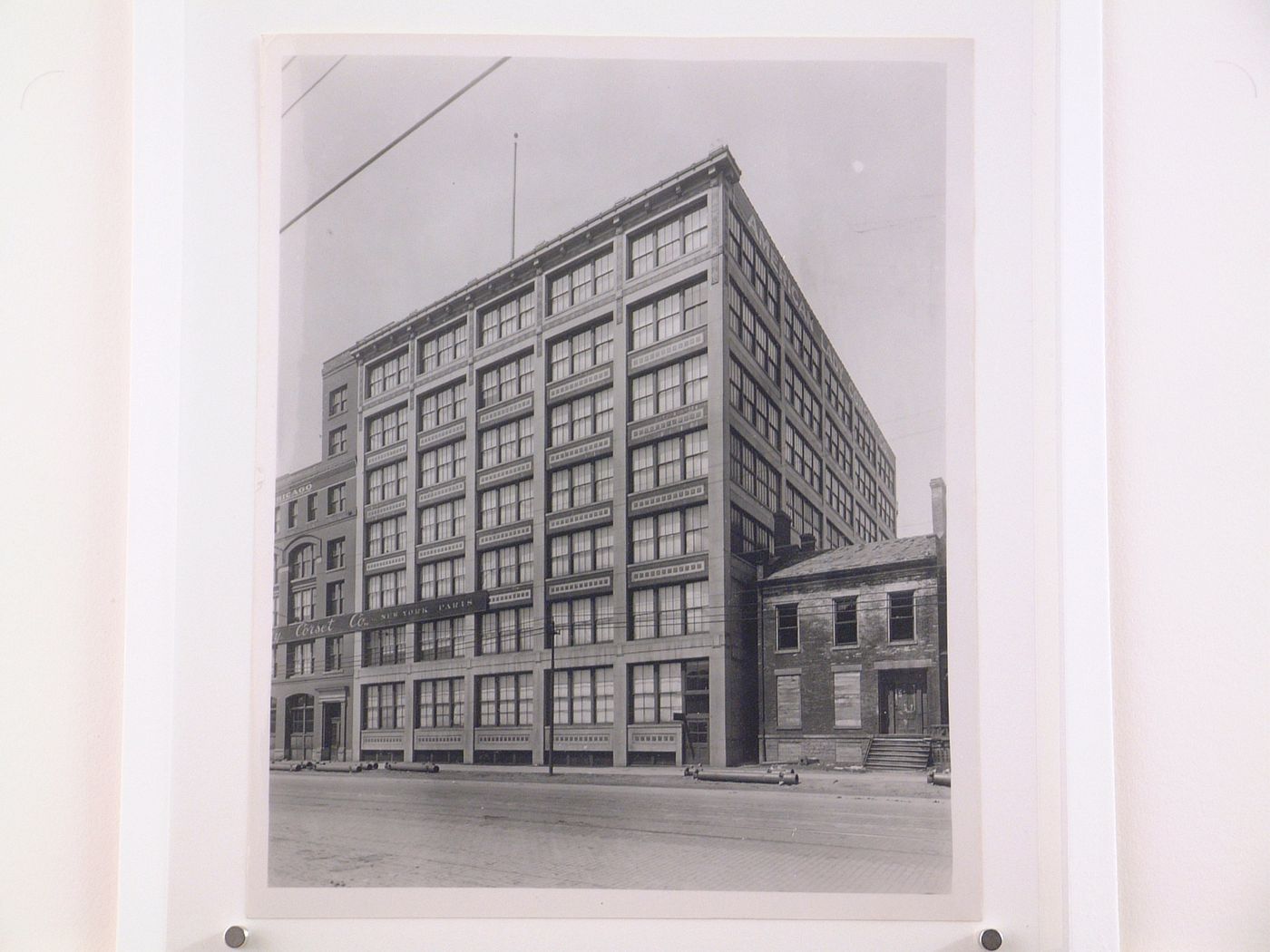 View of the principal façade of the Manufacturing Building, American Lady Corset Company Assembly [?] Plant, Detroit, Michigan