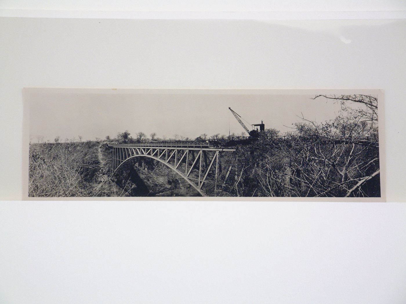 Panoramic view of Victoria Falls Bridge under construction, Zambezi River, crossing the border between Victoria Falls, Zimbabwe and Livingstone, Zambia