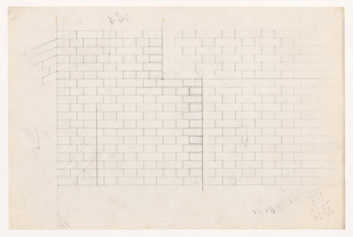 Partial elevation showing brick coursing for the Metallurgy Building, Illinois Institute of Technology, Chicago