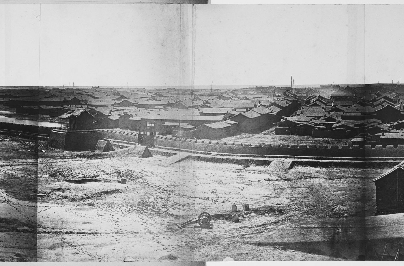 View showing the southern Pehtang Fort, the town of Pehtang (now Beitang), and the Pehtang (now Beitang) River delta, with the northern Pehtang Fort in the background, near Tientsin (now Tianjin), China