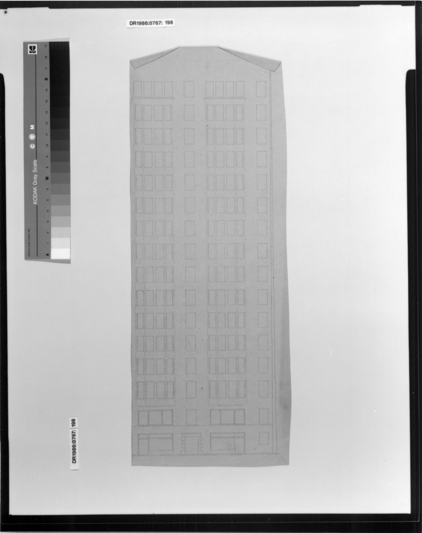 Monadnock Building, Chicago: Partial elevation for the Fourth Avenue façade