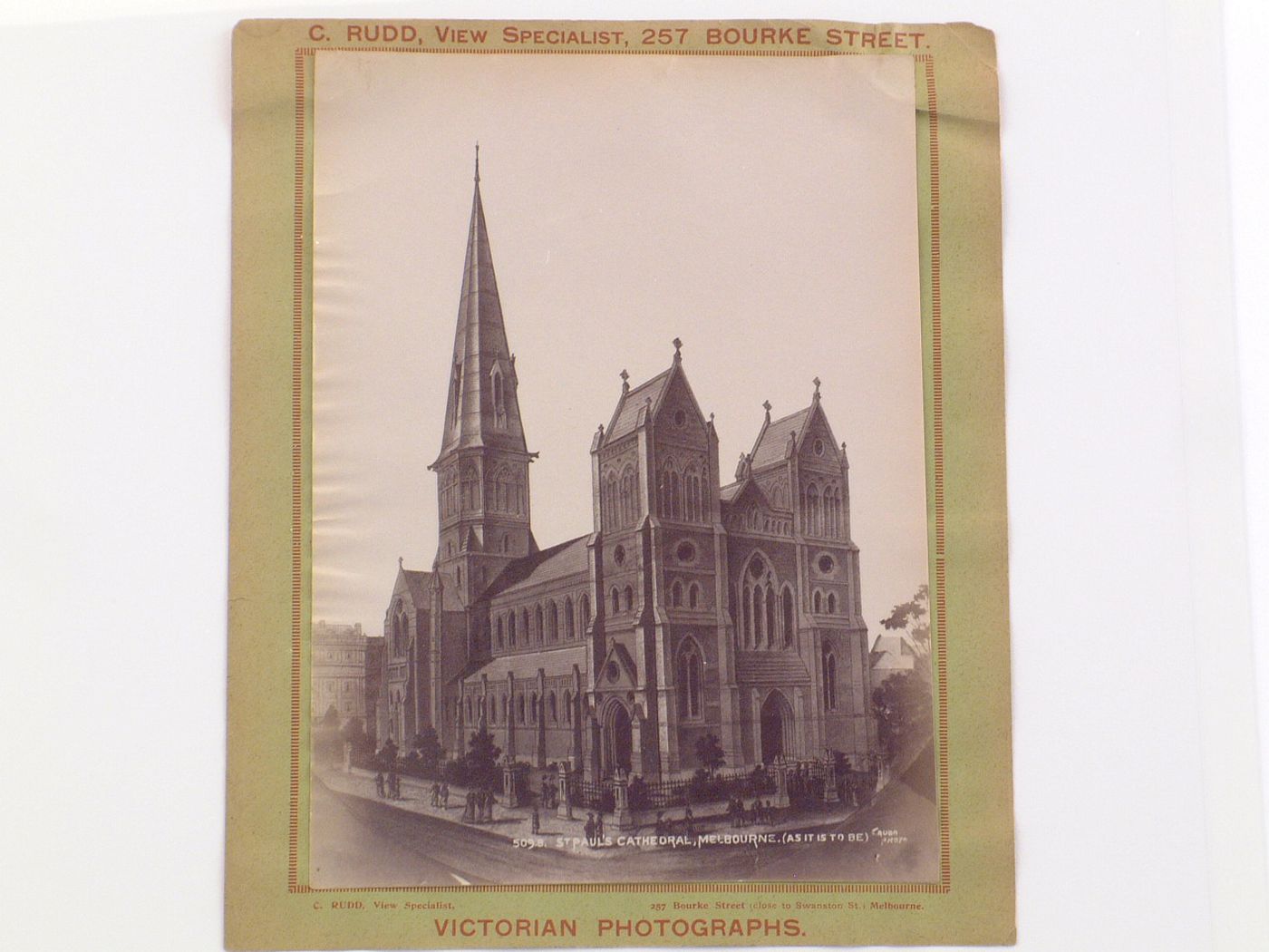 Photograph of a presentation drawing of St. Paul's Cathedral, Melbourne, Australia