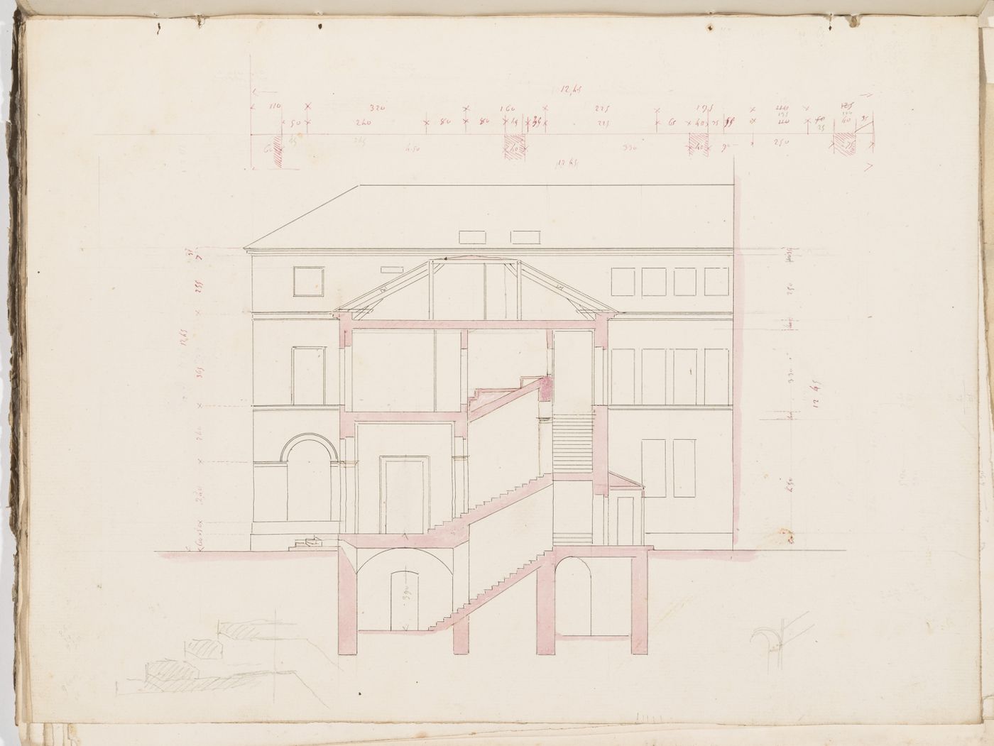 Project no. 7 for a country house for comte Treilhard: Cross section