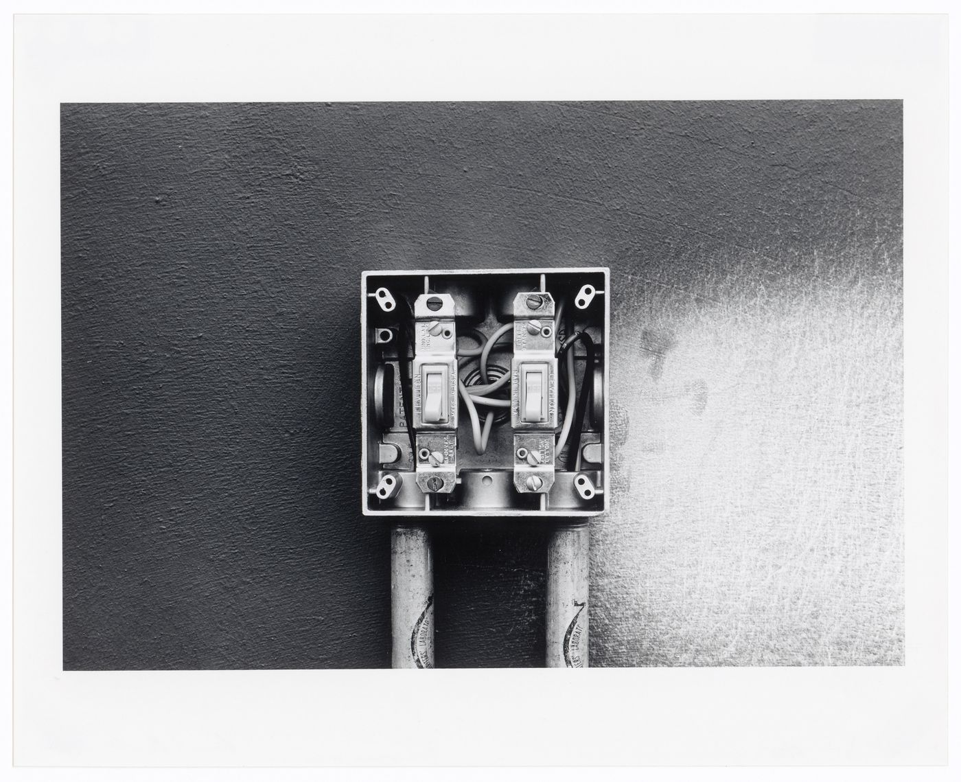 Detail view of an open electrical switch on the south wall of United American Van and Storage, 2481 Alton, Irvine, California, United States, from the series “The new Industrial Parks near Irvine, California”