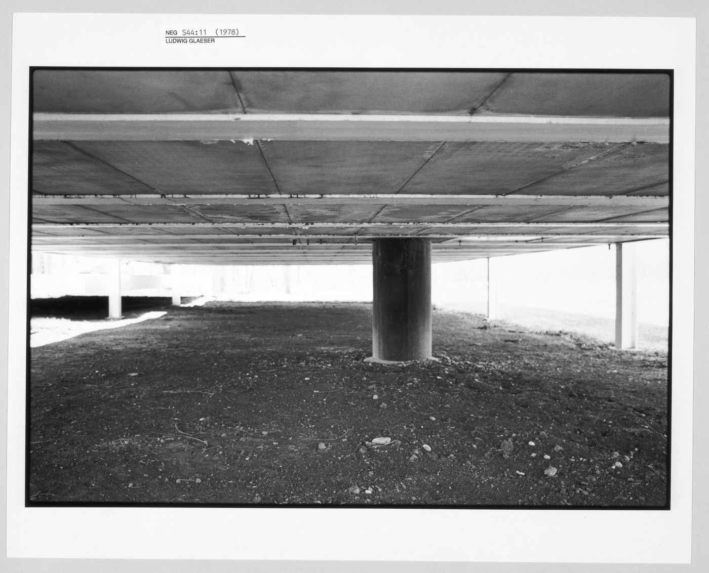 View of supporting structures under Farnsworth House, Plano, Illinois, United States