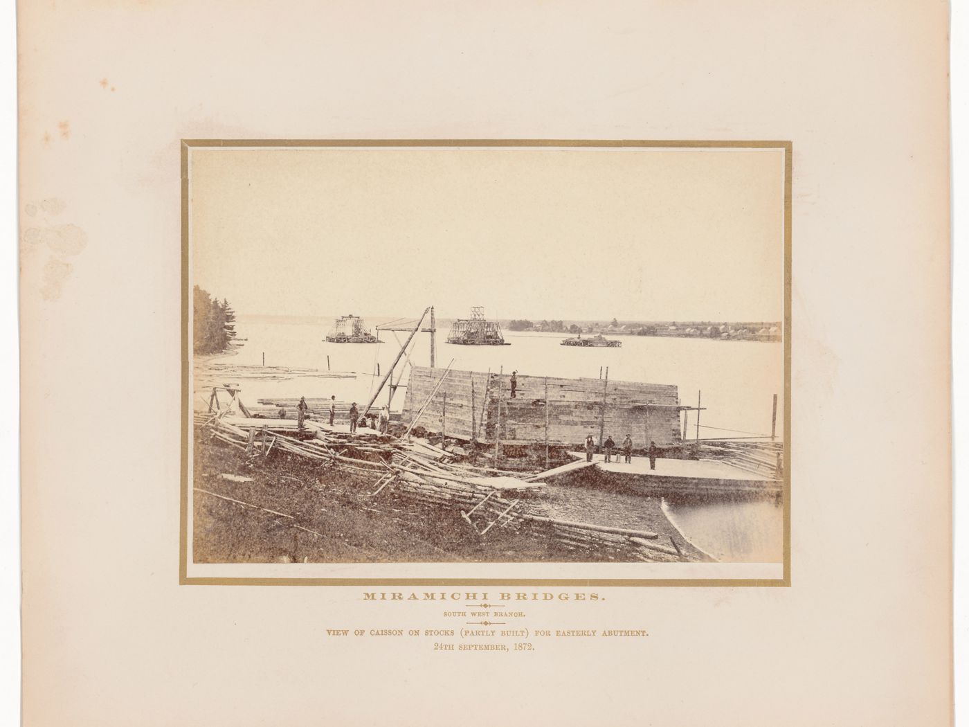 Miramichi Bridges under construction, Miramichi Bay, New Brunswick