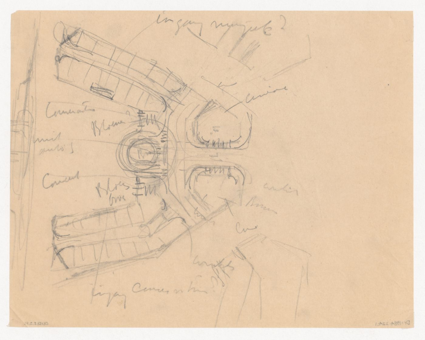 Sketch plan for Industriegebouw Plan A for the reconstruction of the Hofplein (city centre), Rotterdam, Netherlands