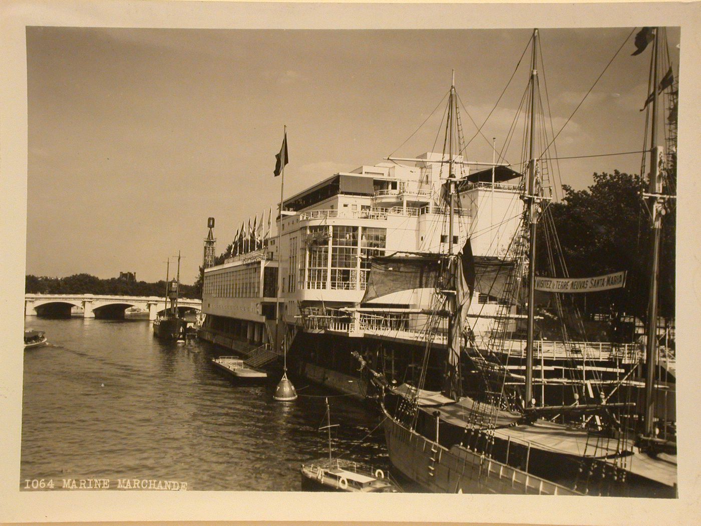 View of the Pavillon de la Marine Marchande with the Seine in the foreground, 1937 Exposition internationale, Paris, France