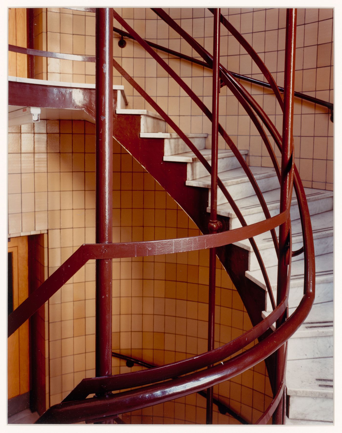 Banister of a circular staircase (detail), corner of the main courtyard, Université de Montréal, Montréal, Québec