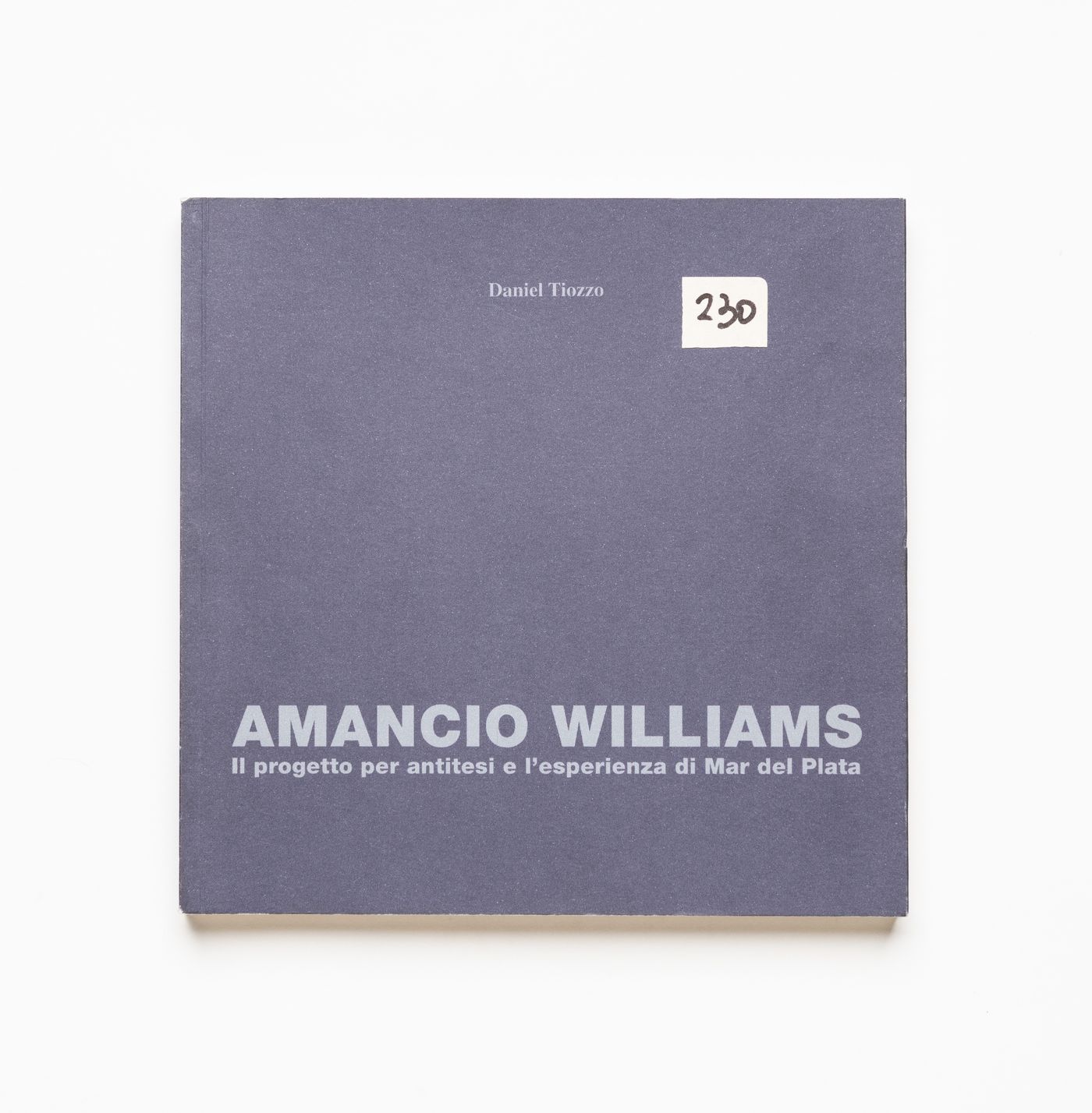 Book "Amancio Williams: Il progetto per antitesi e l'esperienza di Mar del Plata" by Daniel Tiozzo