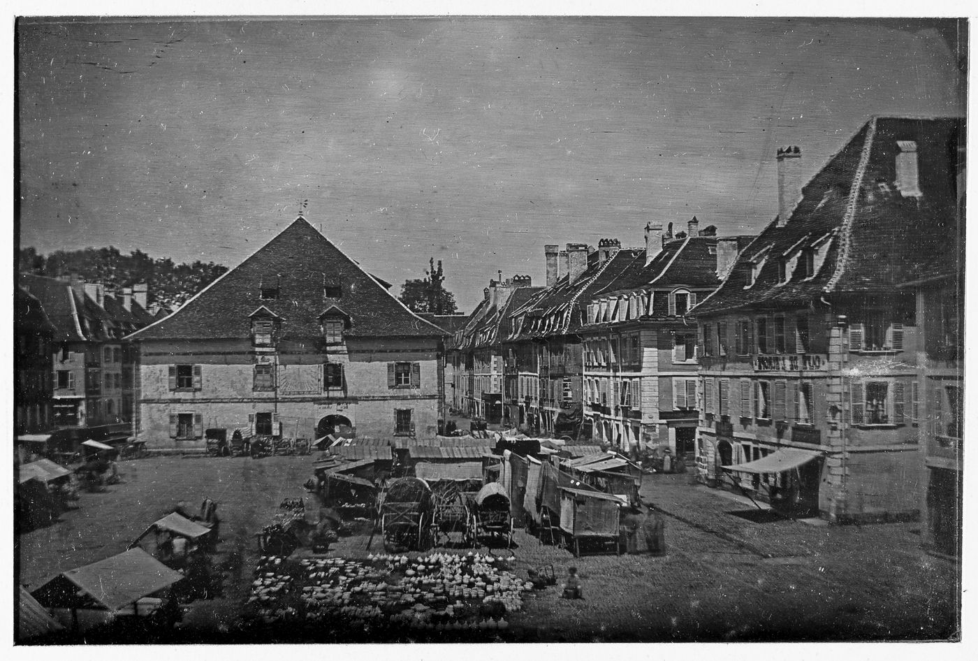 View of town and marketplace, France