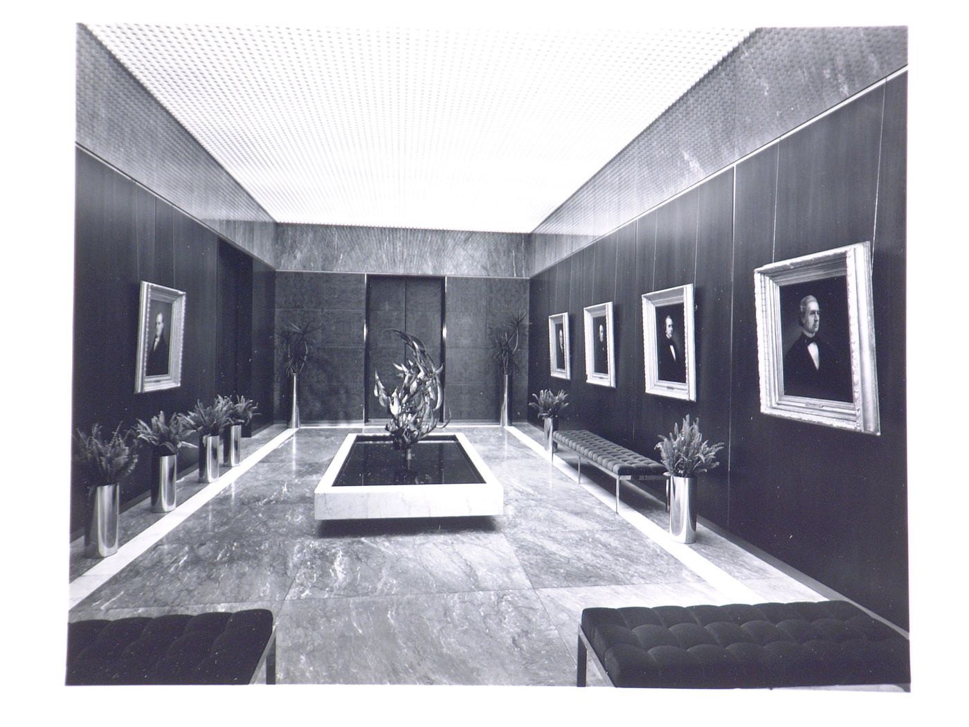 Interior view of the portrait gallery room, Hartford National Bank and Trust Company building, Hartford, Connecticut, United States