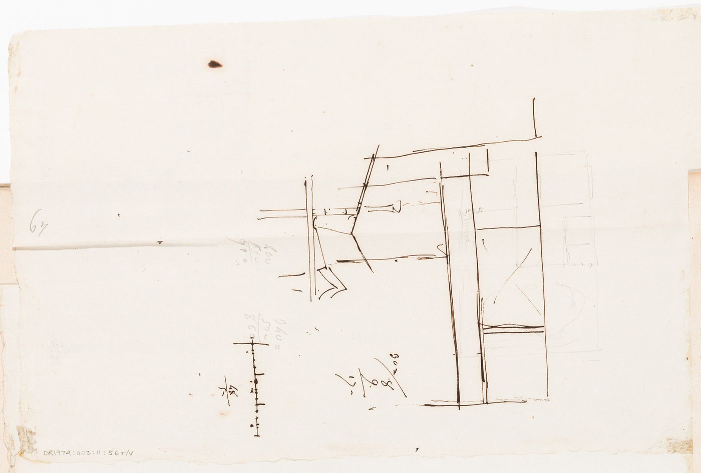 Rohault de Fleury House, 12-14 rue d'Aguesseau, Paris: Section; verso: Sketch elevation, probably for Rohault de Fleury House, 12-14 rue d'Aguesseau, Paris