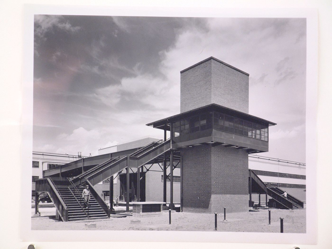 View of the employees' entrance to the Assembly Building, Ford Motor Company Willow Run Bomber Assembly Plant, Willow Run, Michigan