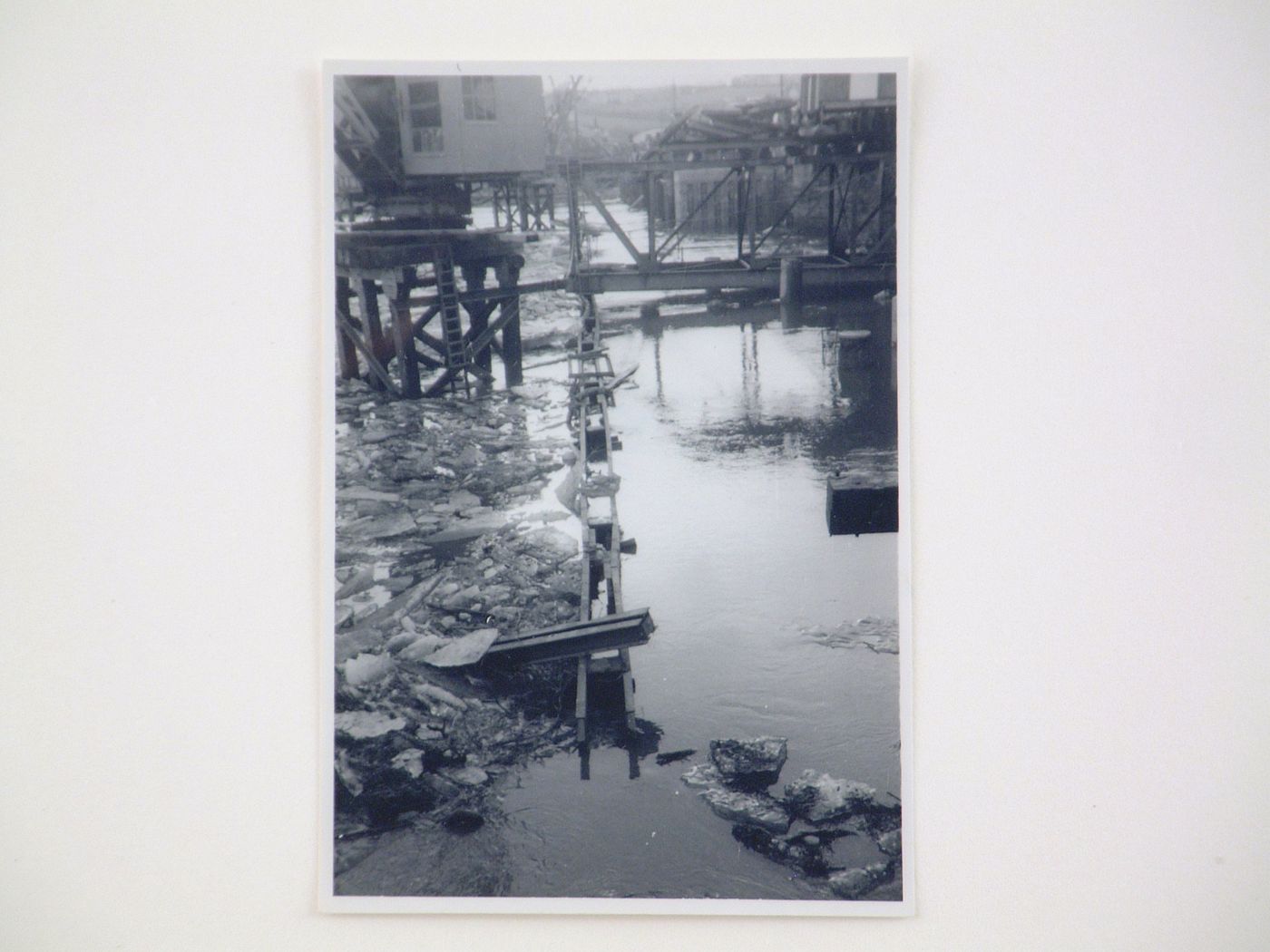 View of construction on Barnstaple Long Bridge, Devon, United Kingdom