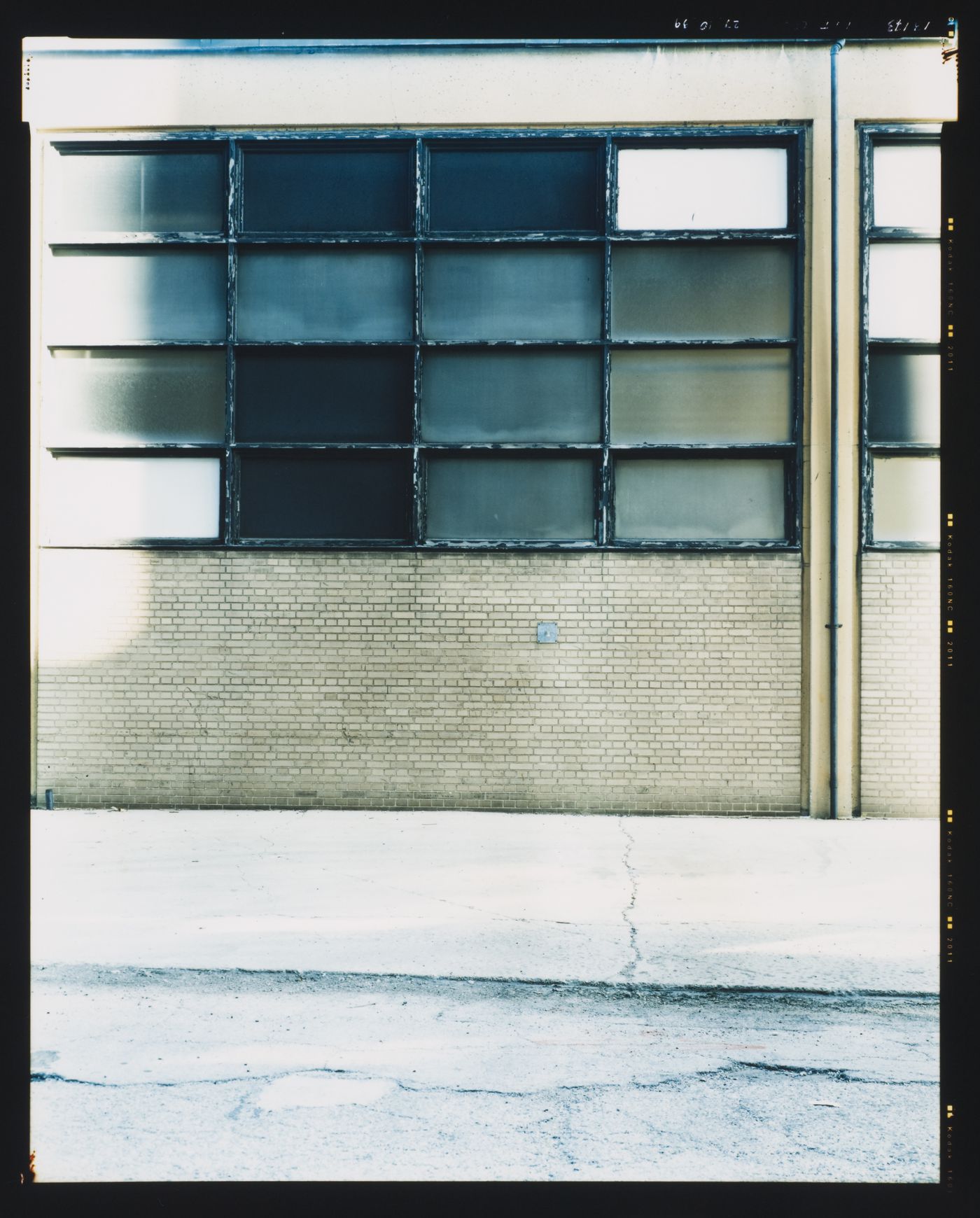 Partial view of Institute of Gas Technology Building showing a wall and windows, Illinois Institute of Technology, Chicago, Illinois