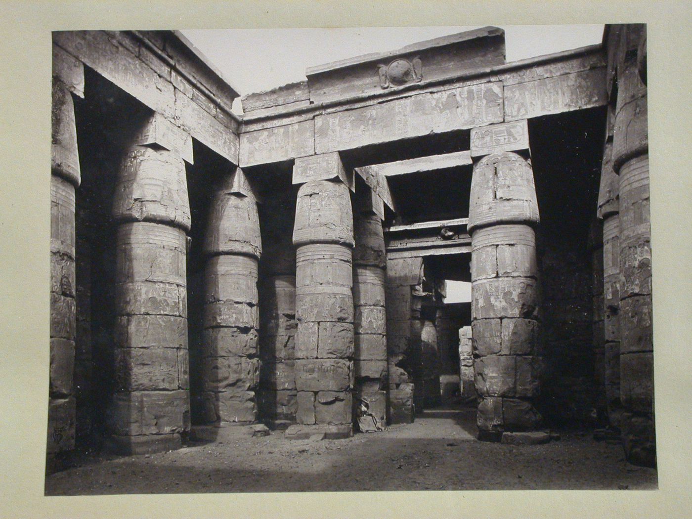 Temple of Khonsu, view inside forecourt looking toward Hypostyle Hall, Karnak, Thebes, Egypt