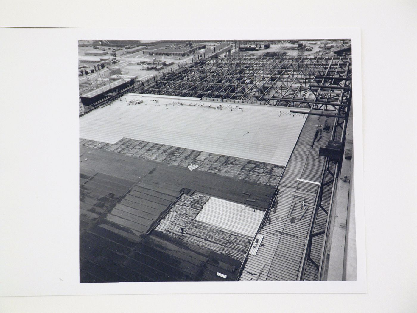 View of construction on roof of power station, United Kingdom