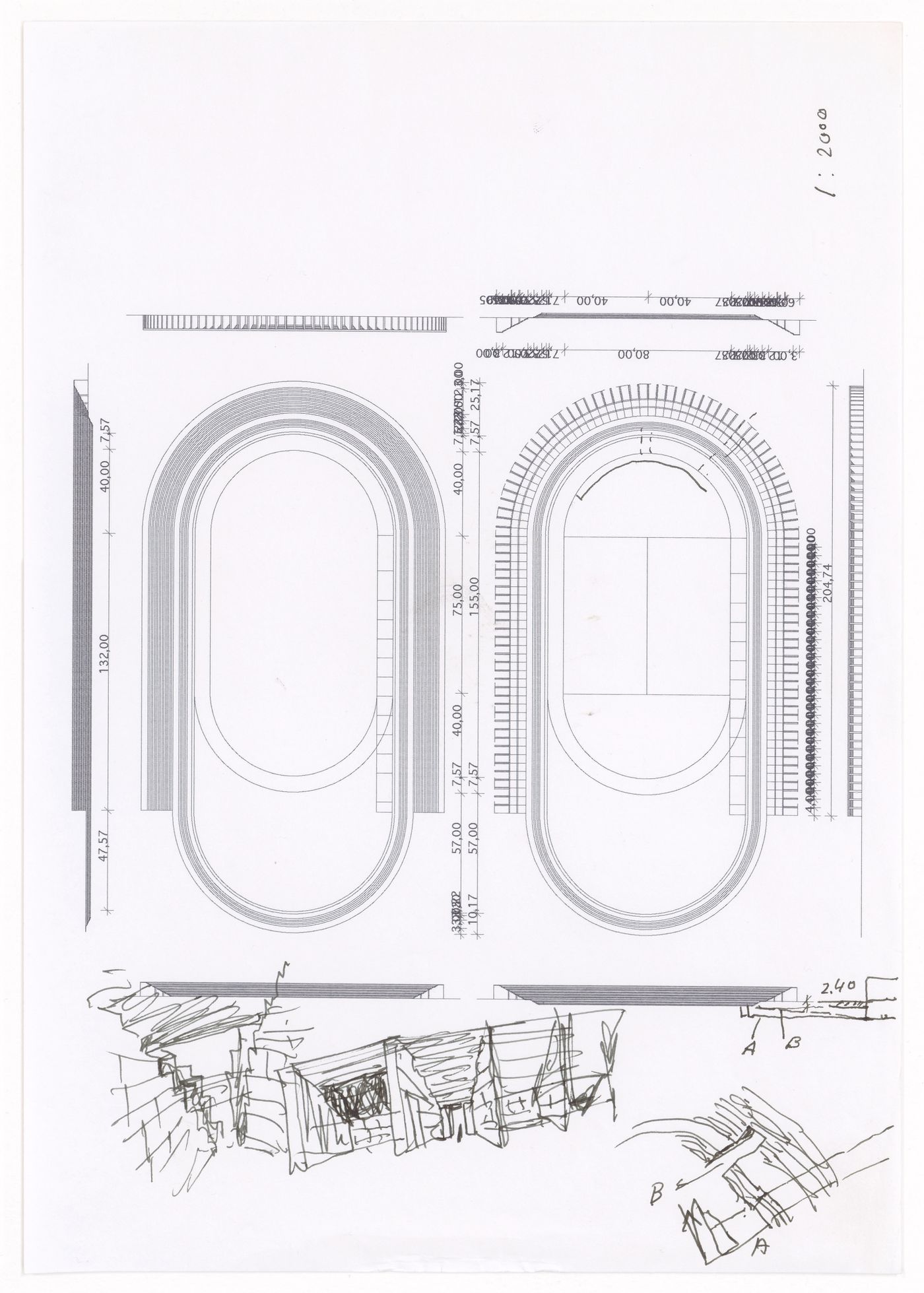 Sketch for Complexo desportivo para as Universiades '97, Palermo