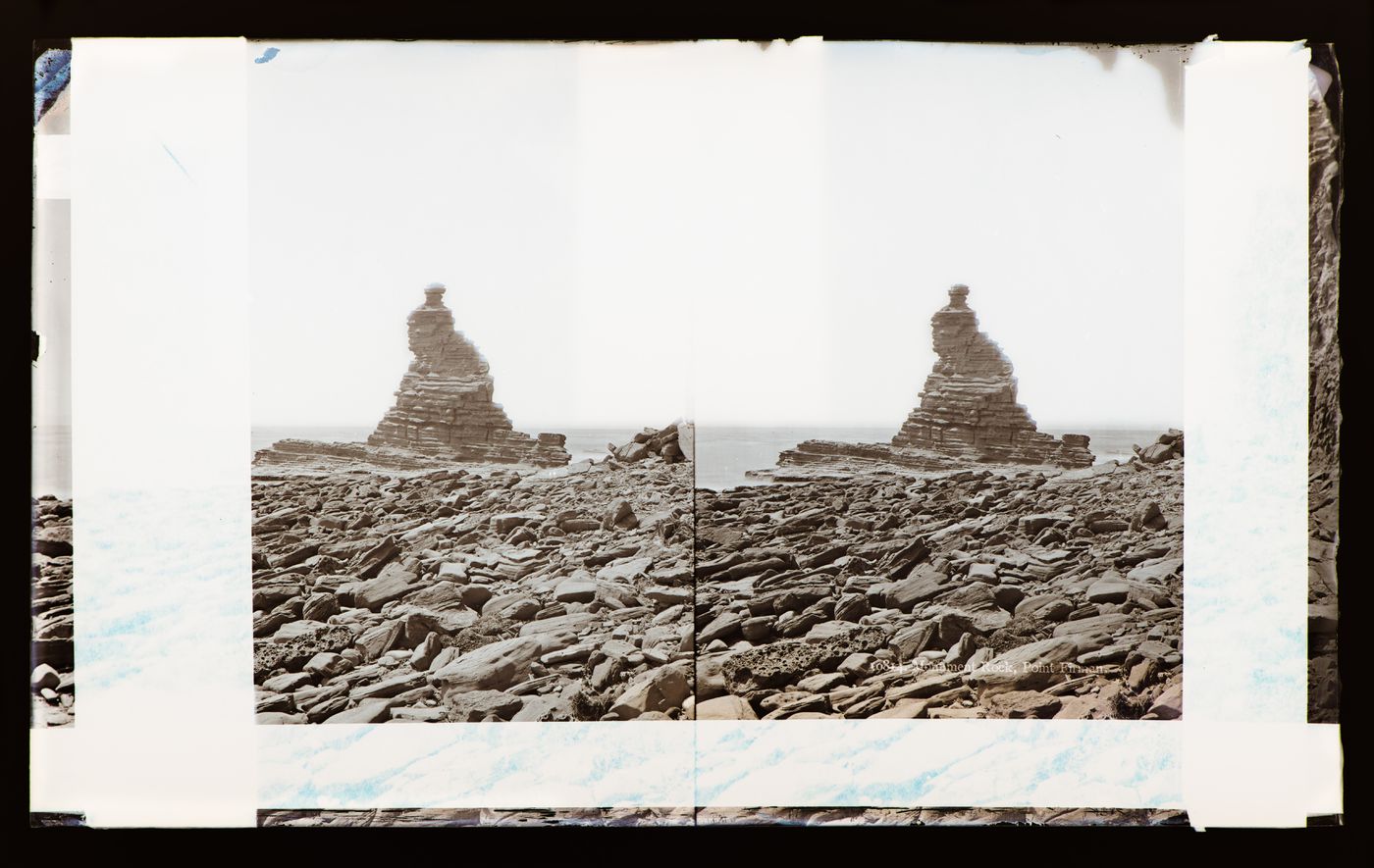 Stereograph of Monument Rock, Point Fermin park, Los Angeles, California