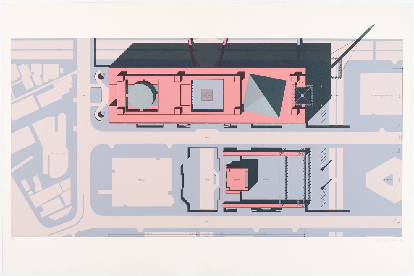 Site plan for the Tokyo City Hall competition entry