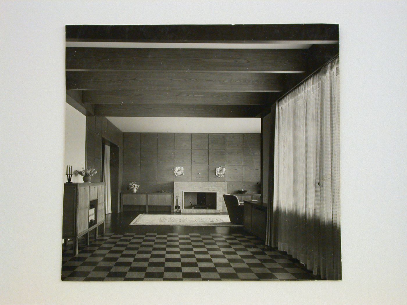 Interior view of hallway and fireplace of Haus H.B., Minden, Germany