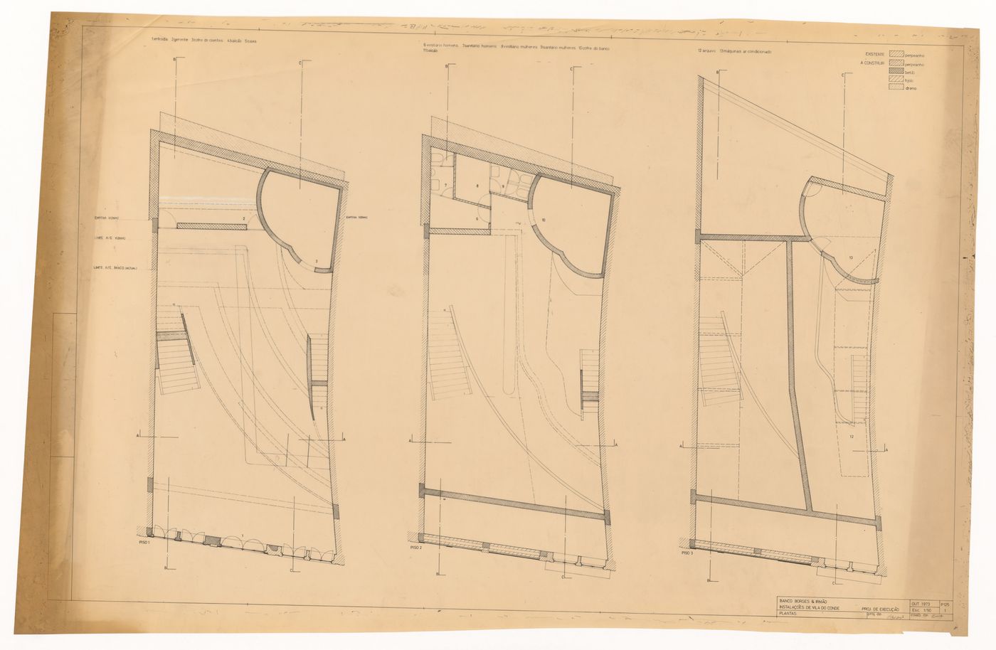 Plans for Borges & Irmão bank, Vila do Conde