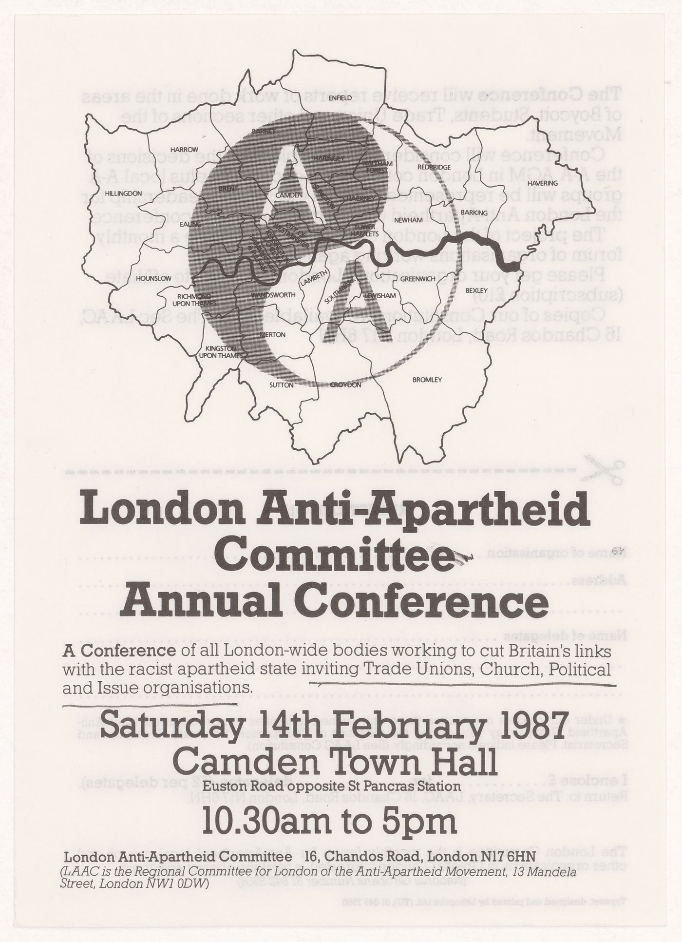 Flyer for "London Anti-Apartheid Committee Annual Conference"