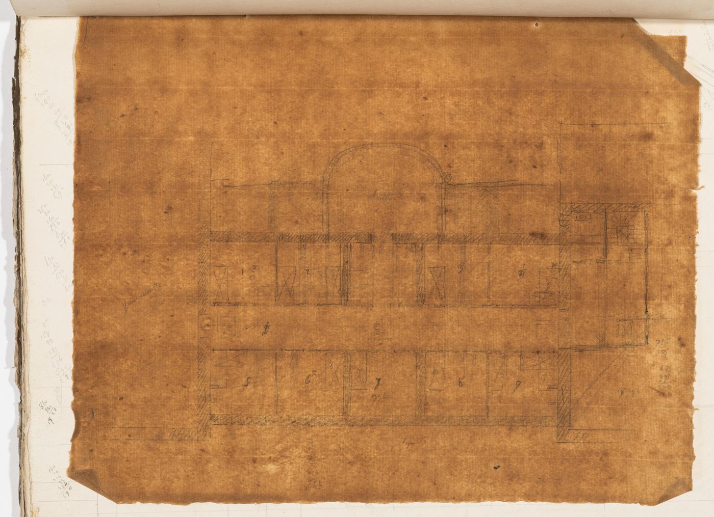 Project no. 9 for a country house for comte Treilhard: Sketch plan, probably for the second floor