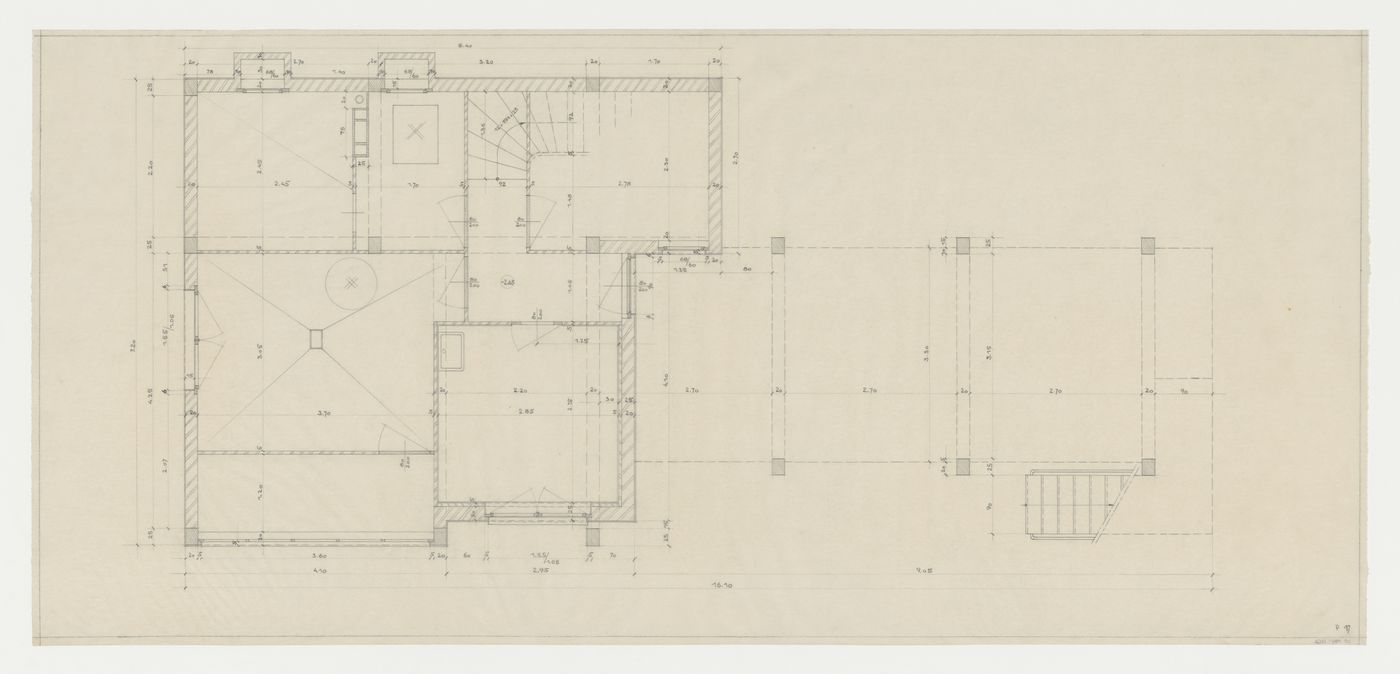 Ground floor plan for Villa Palicka showing the third stage of design, Prague, Czechoslovakia (now Czech Republic)