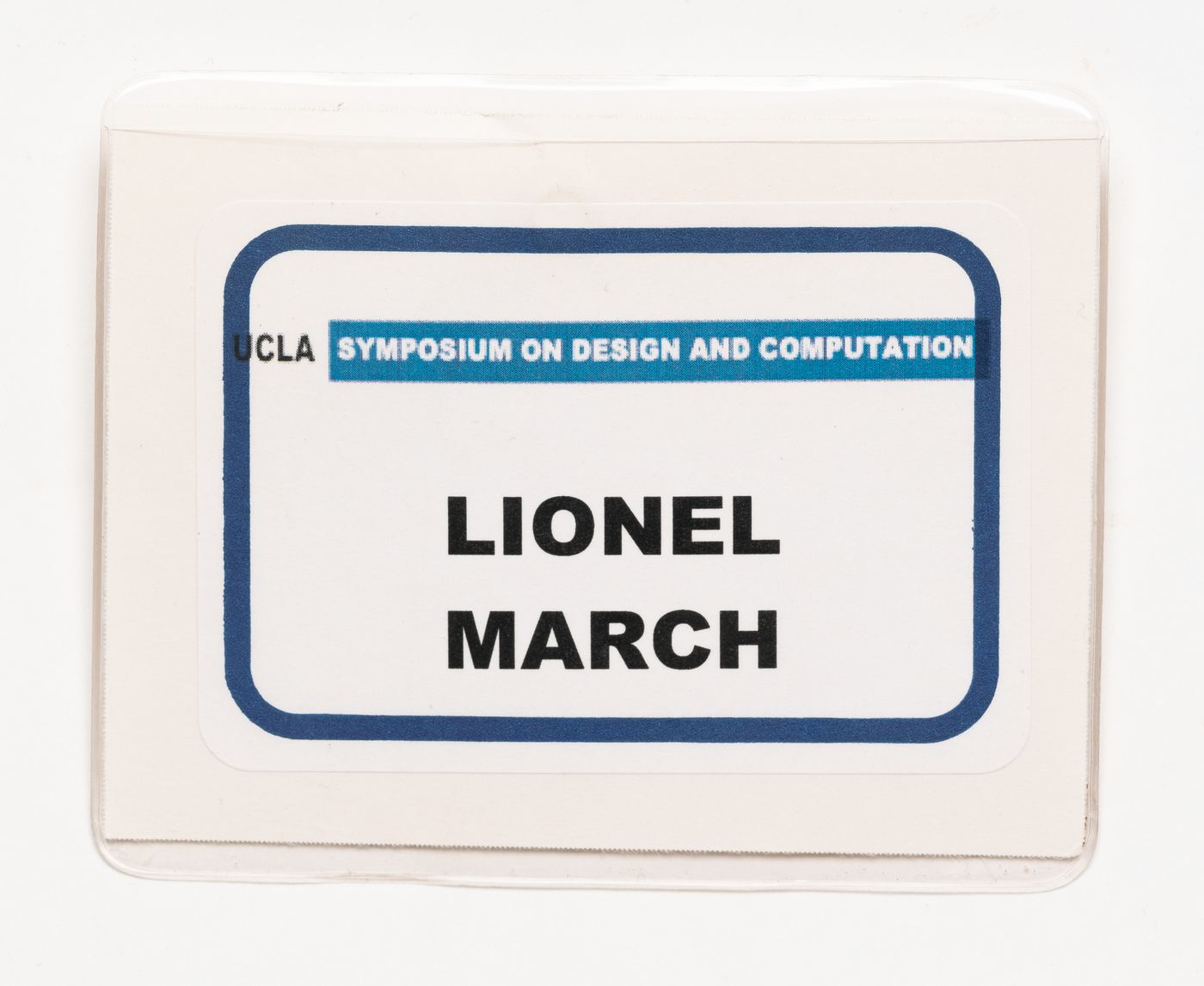 UCLA Symposium on design and computation name badge