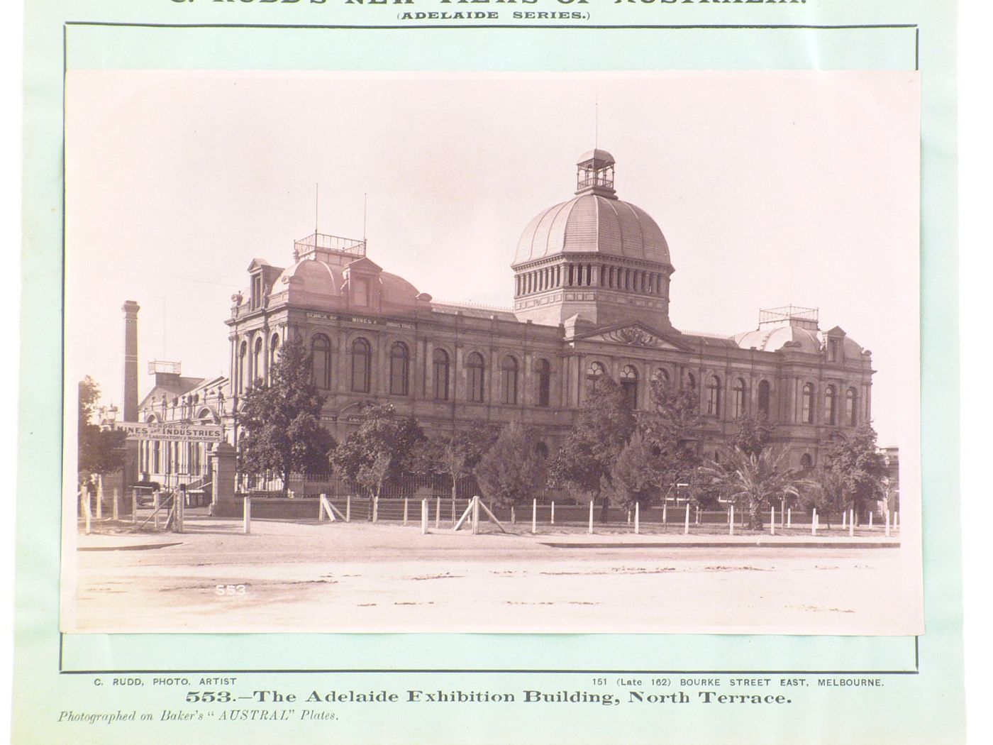 View of the principal façade of the Adelaide Exhibition Building, North Terrace, Adelaide, Australia