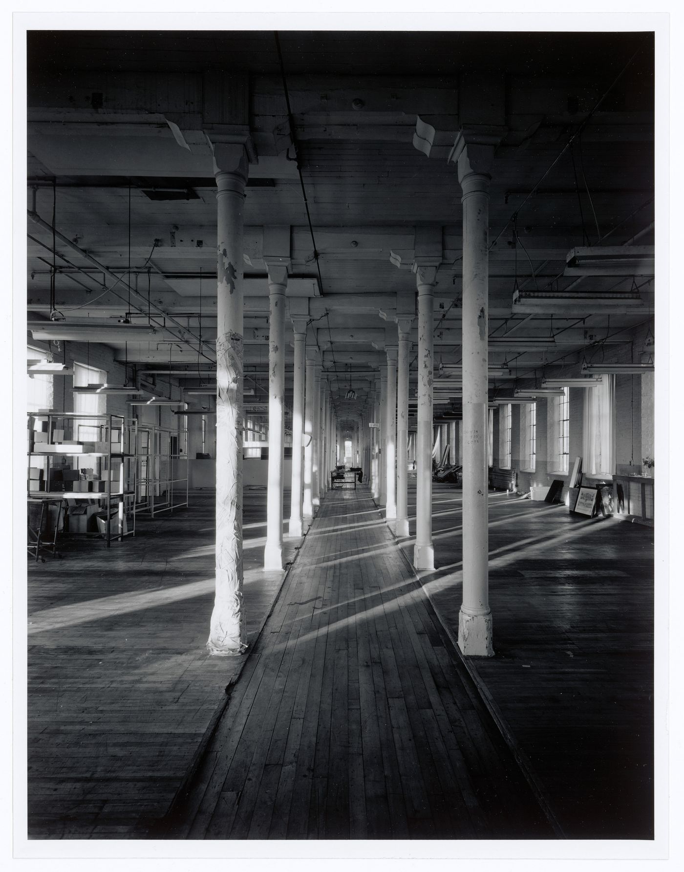 Interior view of workshops on the fourth floor of the Belding Corticelli Spinning Mill, Montréal, Québec