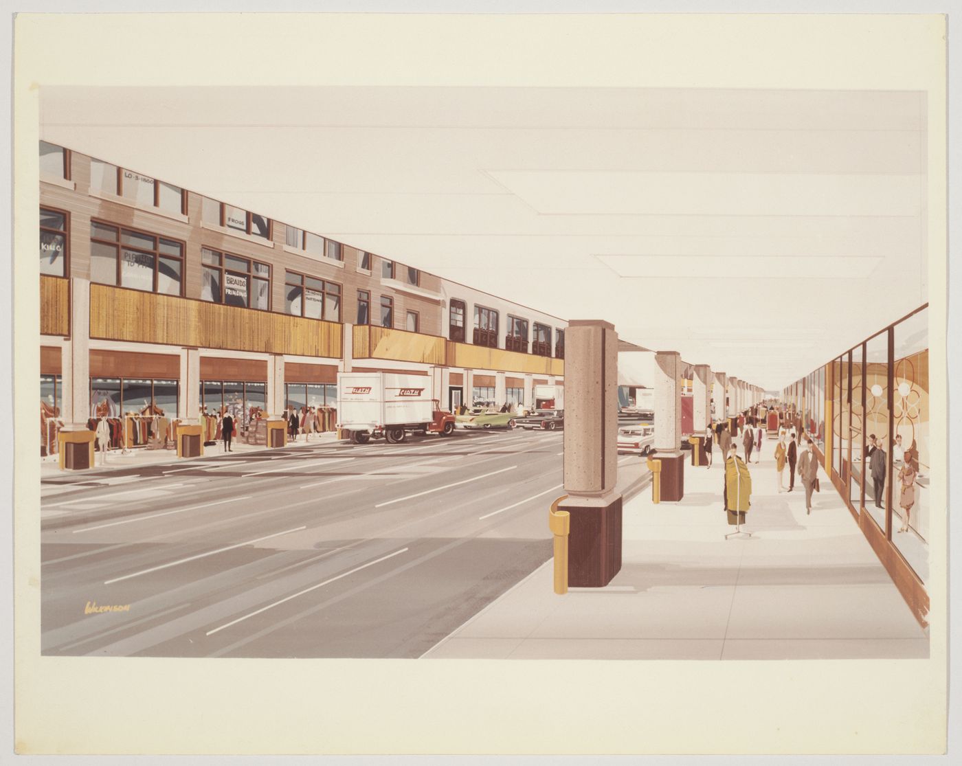 Photograph of a drawing for Arcading Sidewalks, West 37th Street, Manhattan, New York City, New York