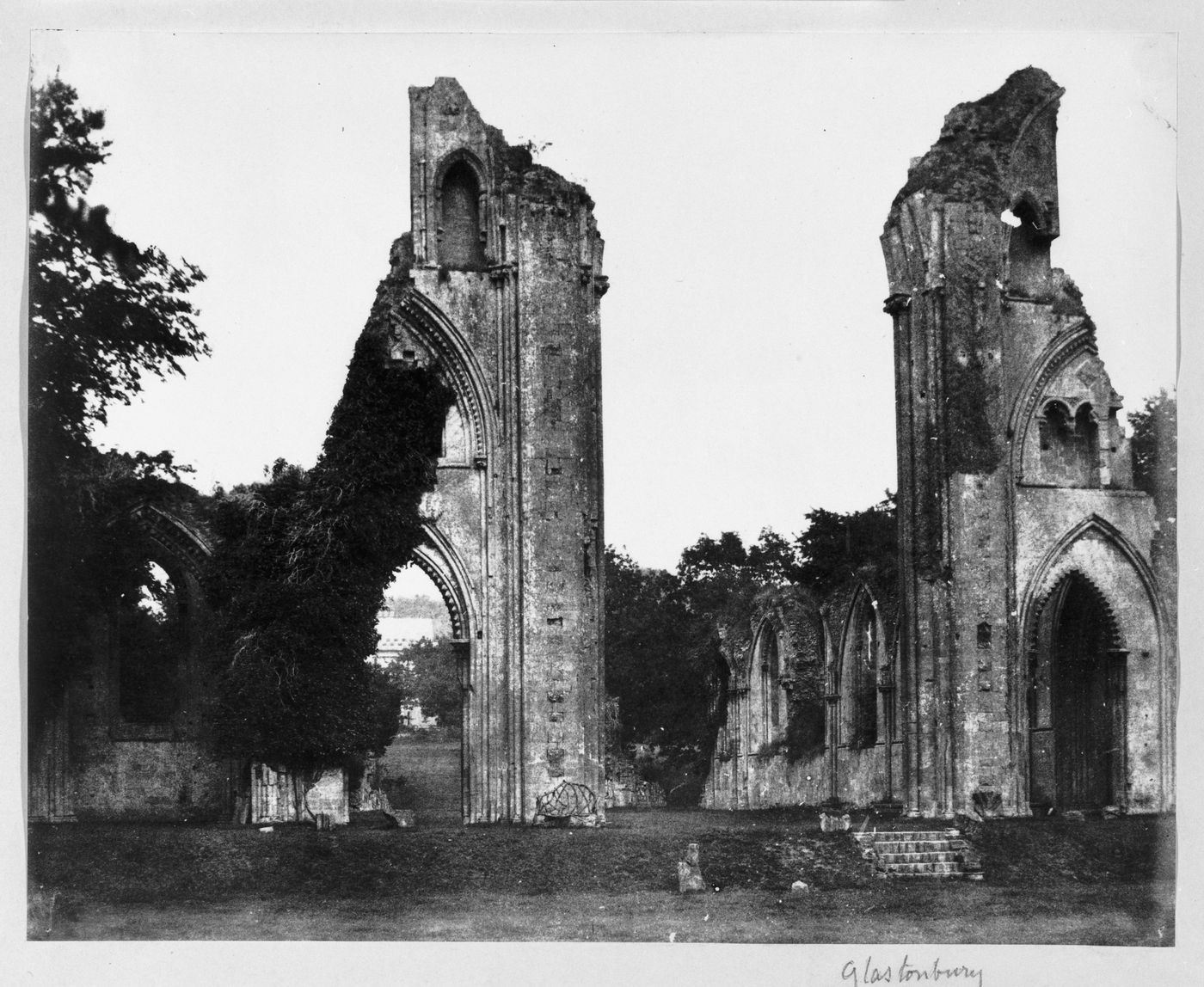 Nave of ruined abbey, Glastonbury, England
