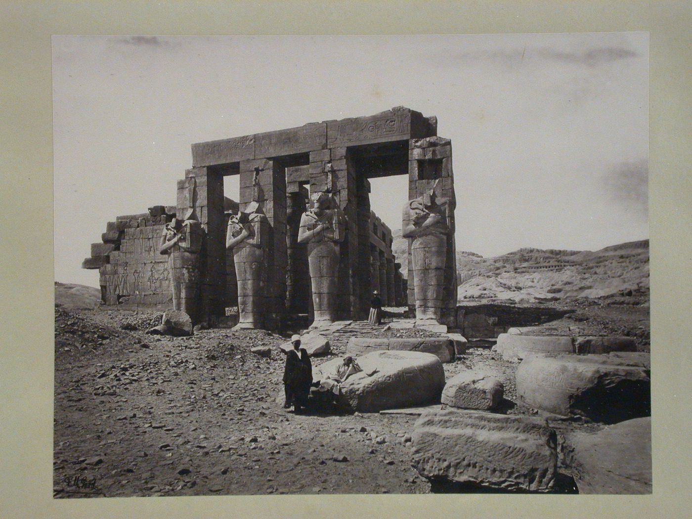 The Ramesseum, Second Court, Four Osiris pillars looking towards Great Hypostyle Hall, Thebes, Egypt