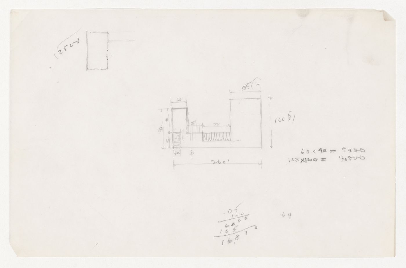 Sketch plan probably for the Gymnasium and Natatorium with sketch plan, possibly for the Field House