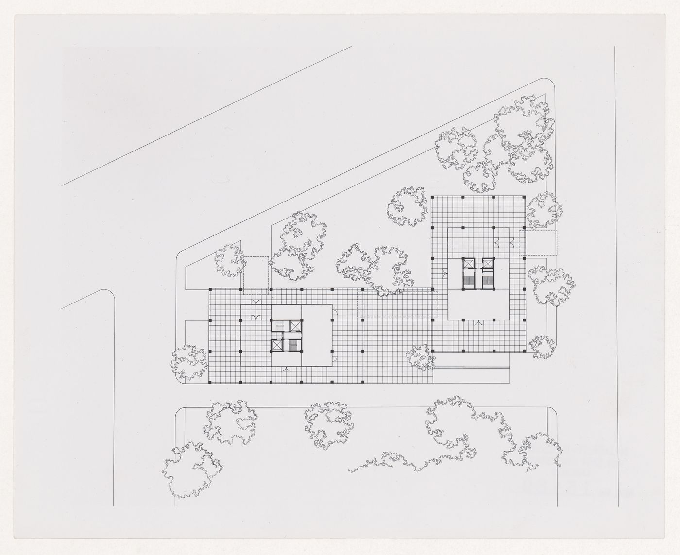 Photograph of a site plan for 860 and 880 Lake Shore Drive Apartments, Chicago, Illinois