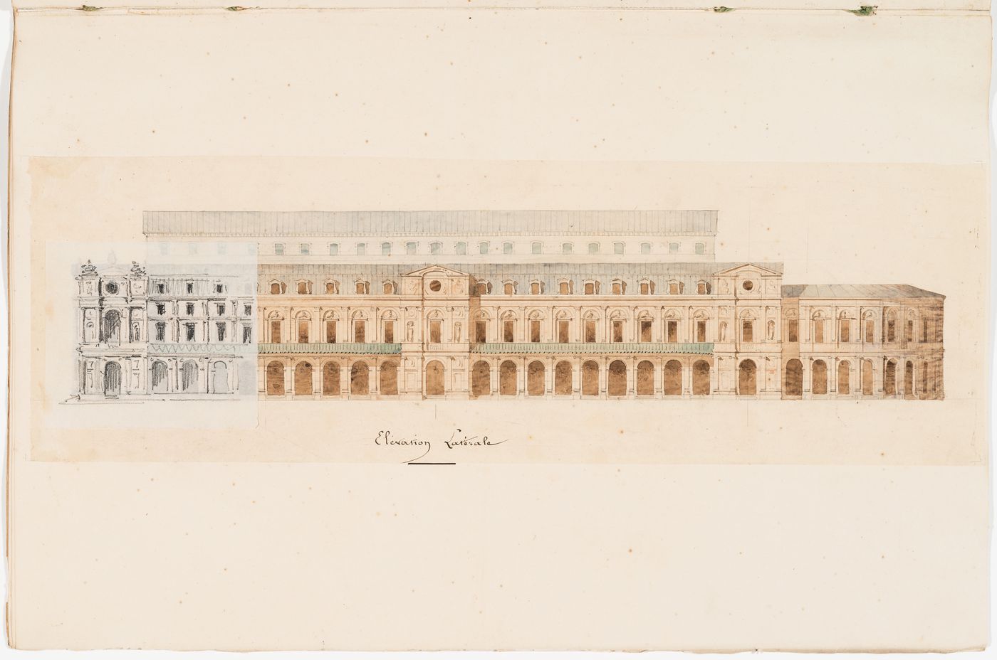 Side elevation for an opera house for the Académie royale de musique