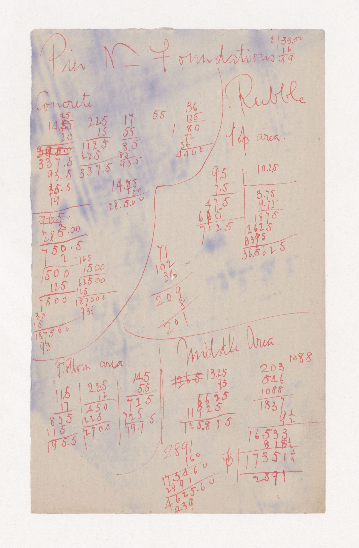 Monadnock Building, Chicago: Load calculations for foundation pier N