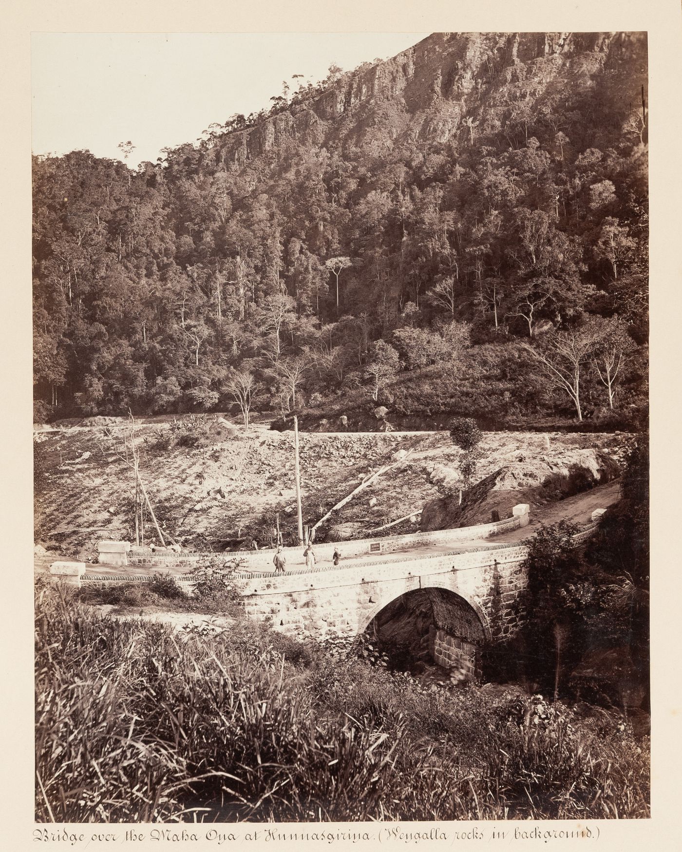 View of a bridge over the Maha Oya, Hunnasgiriya, Ceylon (now Sri Lanka)