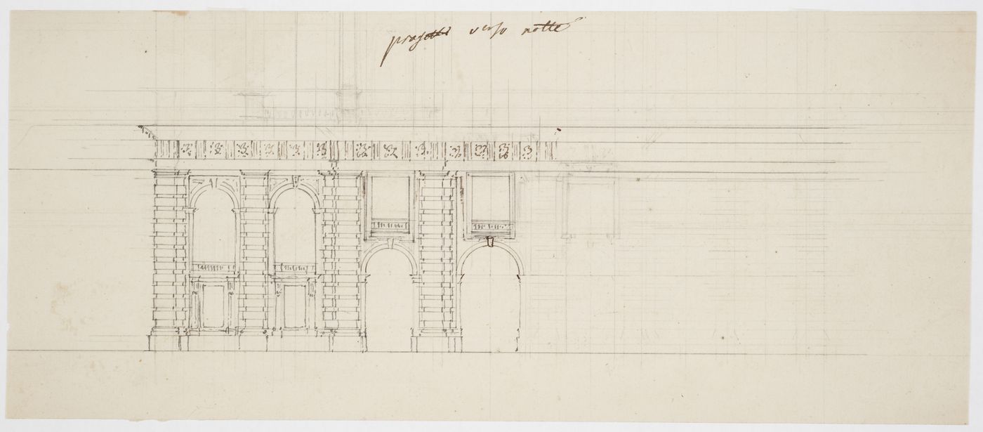 Partial elevation for Castello di Rivoli, Turin