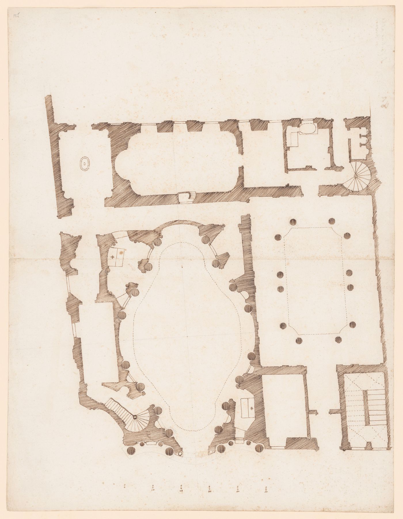 Plan of the church and monastery of San Carlo alle Quattro Fontane, Rome, Italy